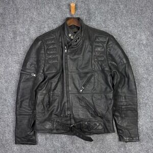 Hein Gericke Harley-Davidson Jacket Mens 44 Tall Black Leather Biker Cafe Racer